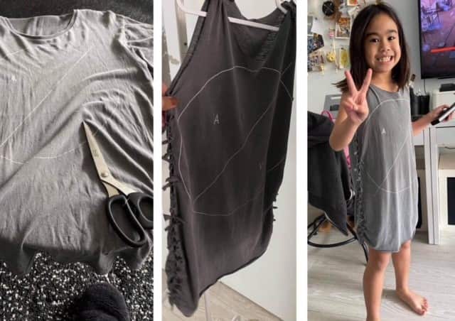 Recycling an old shirt for Kyra.