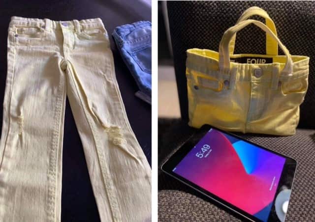 Recycling an old pants for Kyra's gadget.