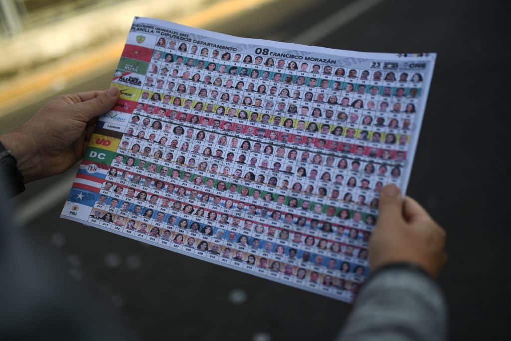 View of a ballot at a polling station during general elections, in Tegucigalpa, on 28 November, 2021. 