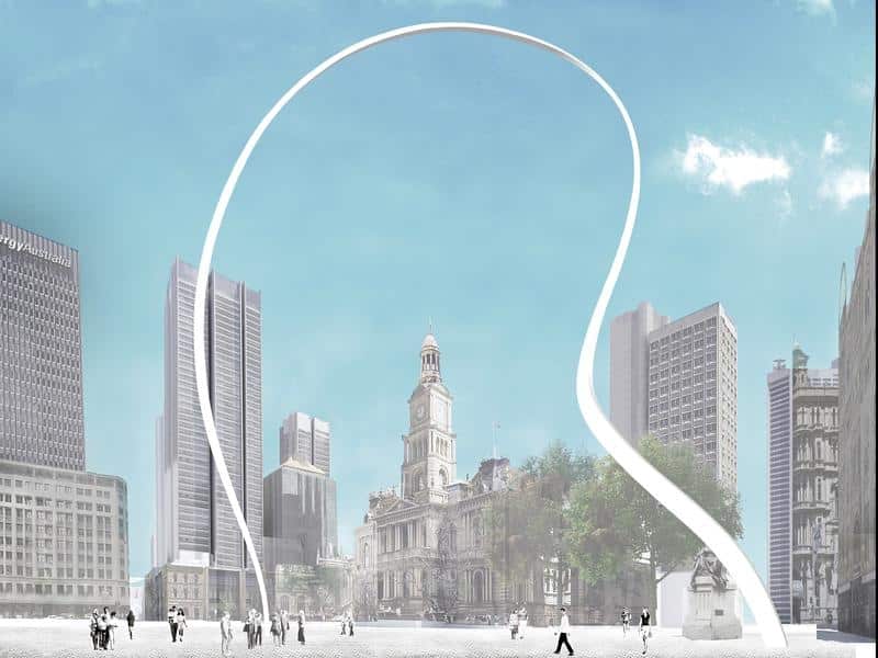 The proposed Cloud Arch public artwork in the Sydney CBD