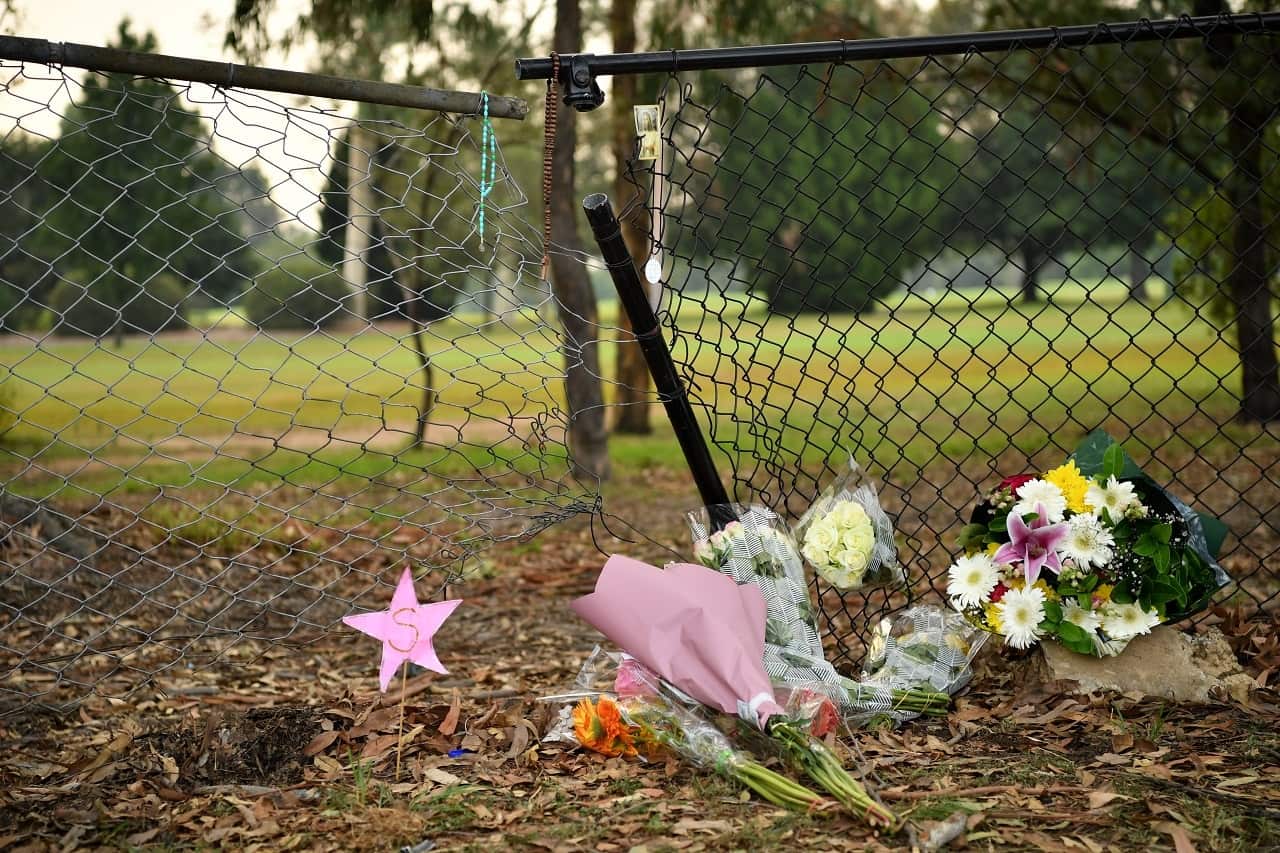 Flowers placed at the scene on Sunday.