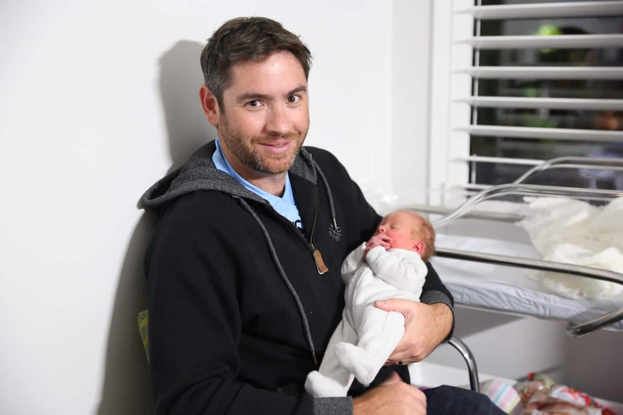 Daniel Alexander with his niece who was born healthy and well after her mum (Daniel's sister) received anti-d treatment during her pregnancy.