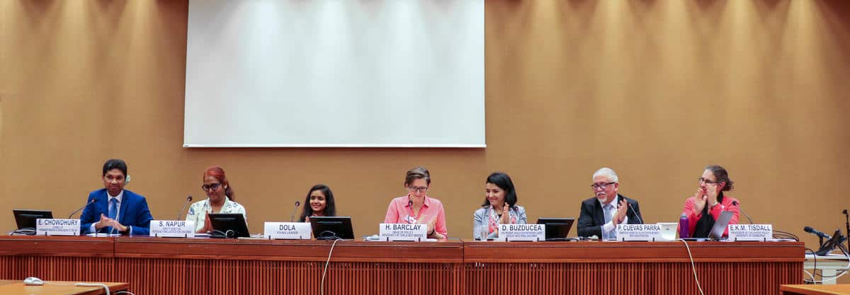 Dola speaking at the UN in Geneva.
