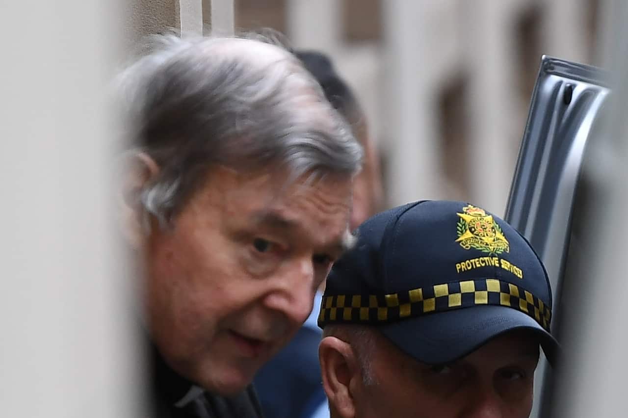 George Pell departs the Supreme Court of Victoria, Melbourne, Wednesday, August 21, 2019. Cardinal George Pell's appeal has been dismissed by the Court of Appeal and he will remain in prison. (AAP Image/James Ross) NO ARCHIVING