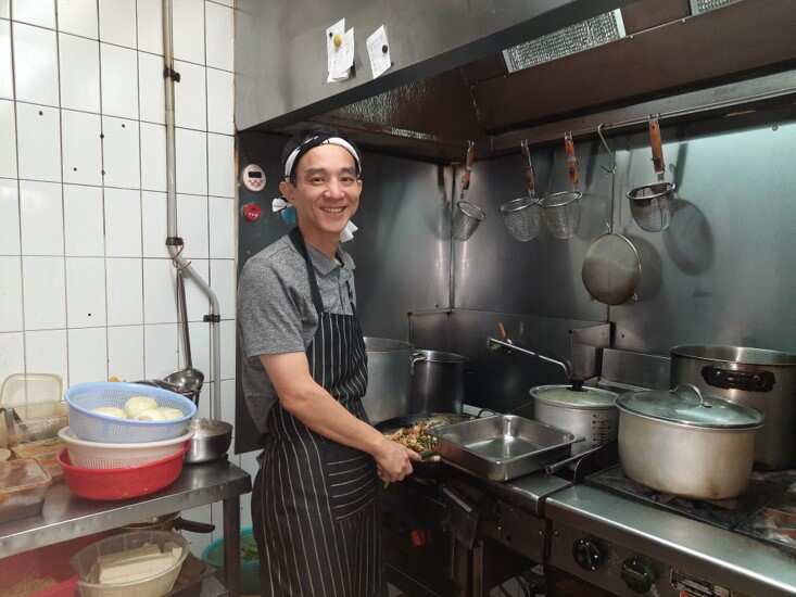 Akira Aoki, the owner of a Japanese takeaway shop Momiji has been cooking Japanese everyday food in Sydney for 30 years.