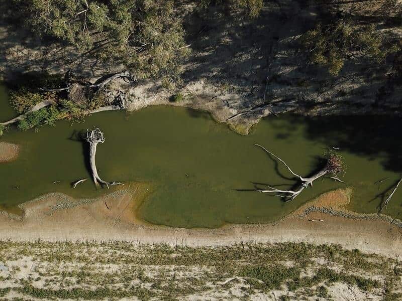 Diminishing water levels on the Darling River.