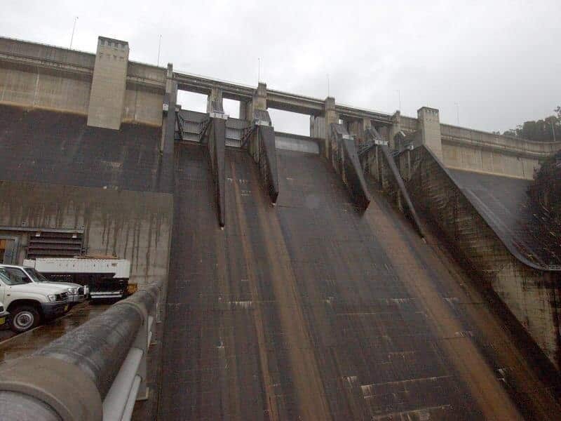 The spillway on the face of Warragamba Dam.