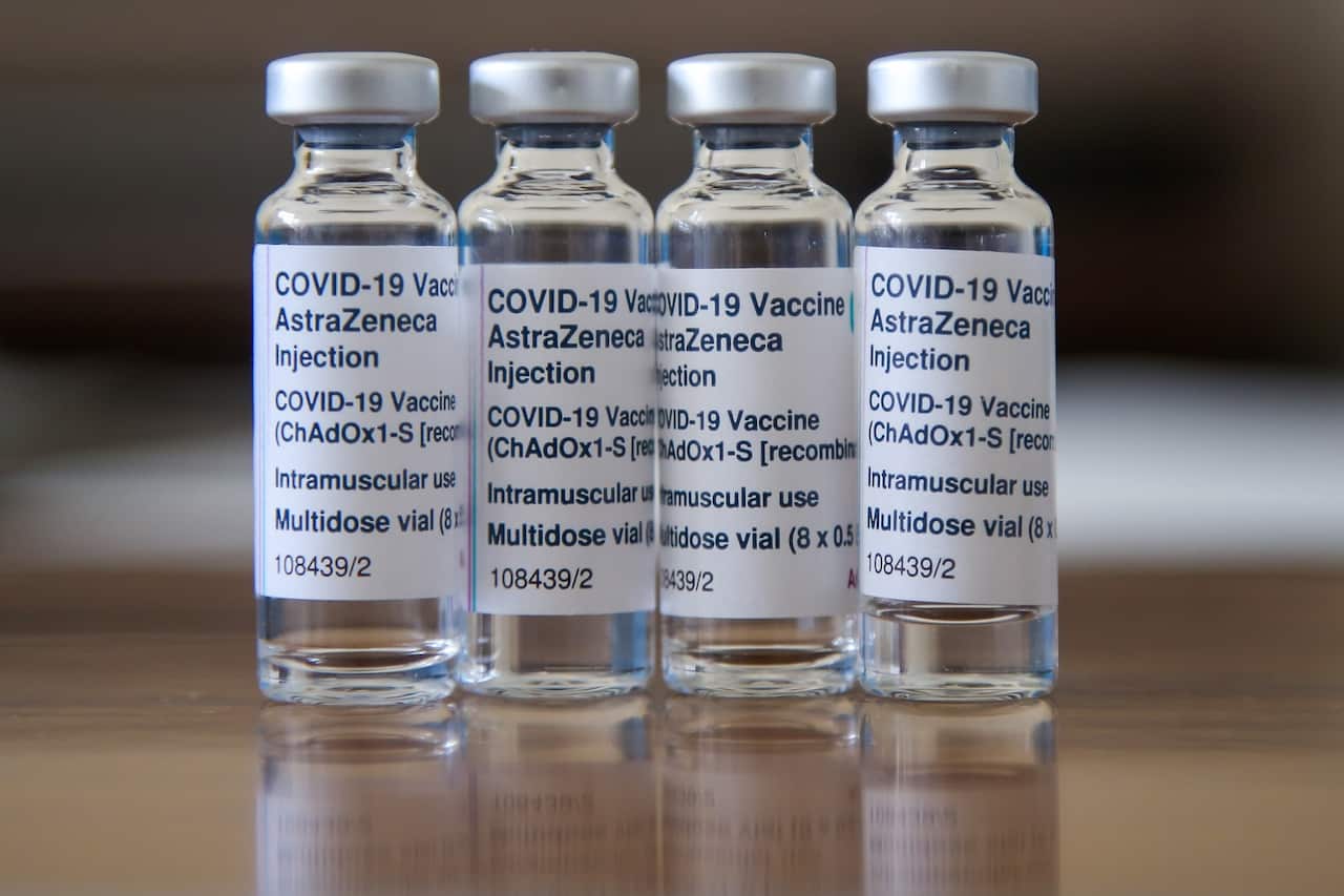 Vials containing AstraZeneca COVID-19 vaccine 