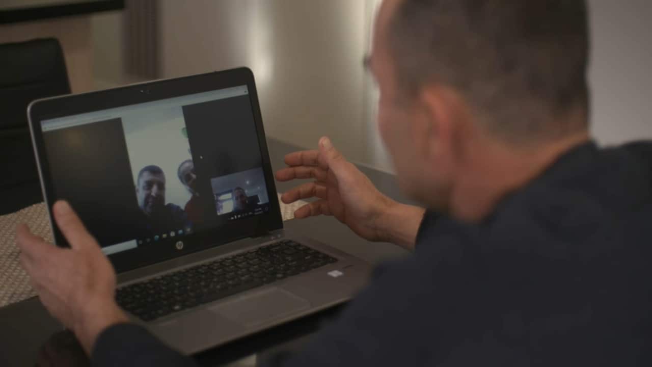 Mukhles speaks to his family stuck in Jordan most days.