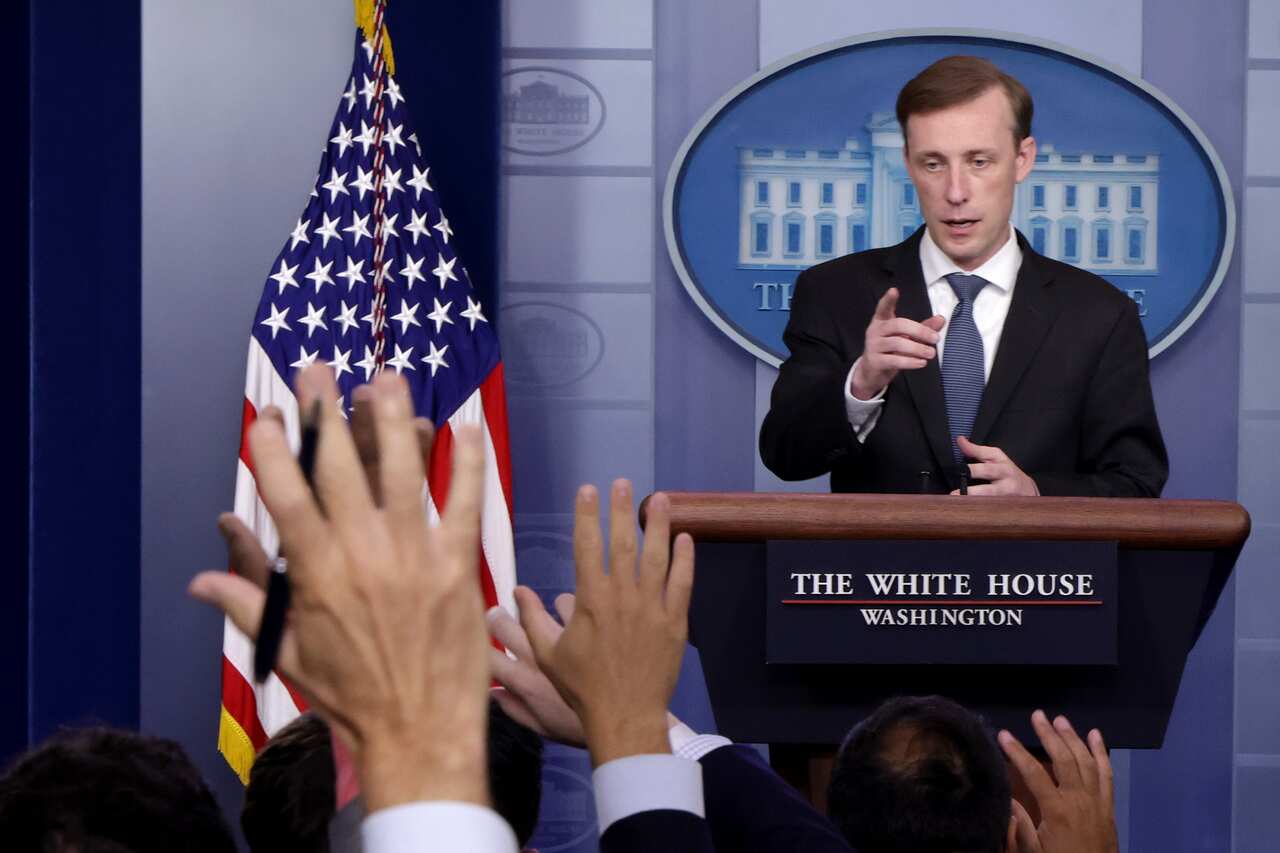 White House National Security Advisor Jake Sullivan talks to reporters at the White House on 26 October, 2021 in Washington, DC. 