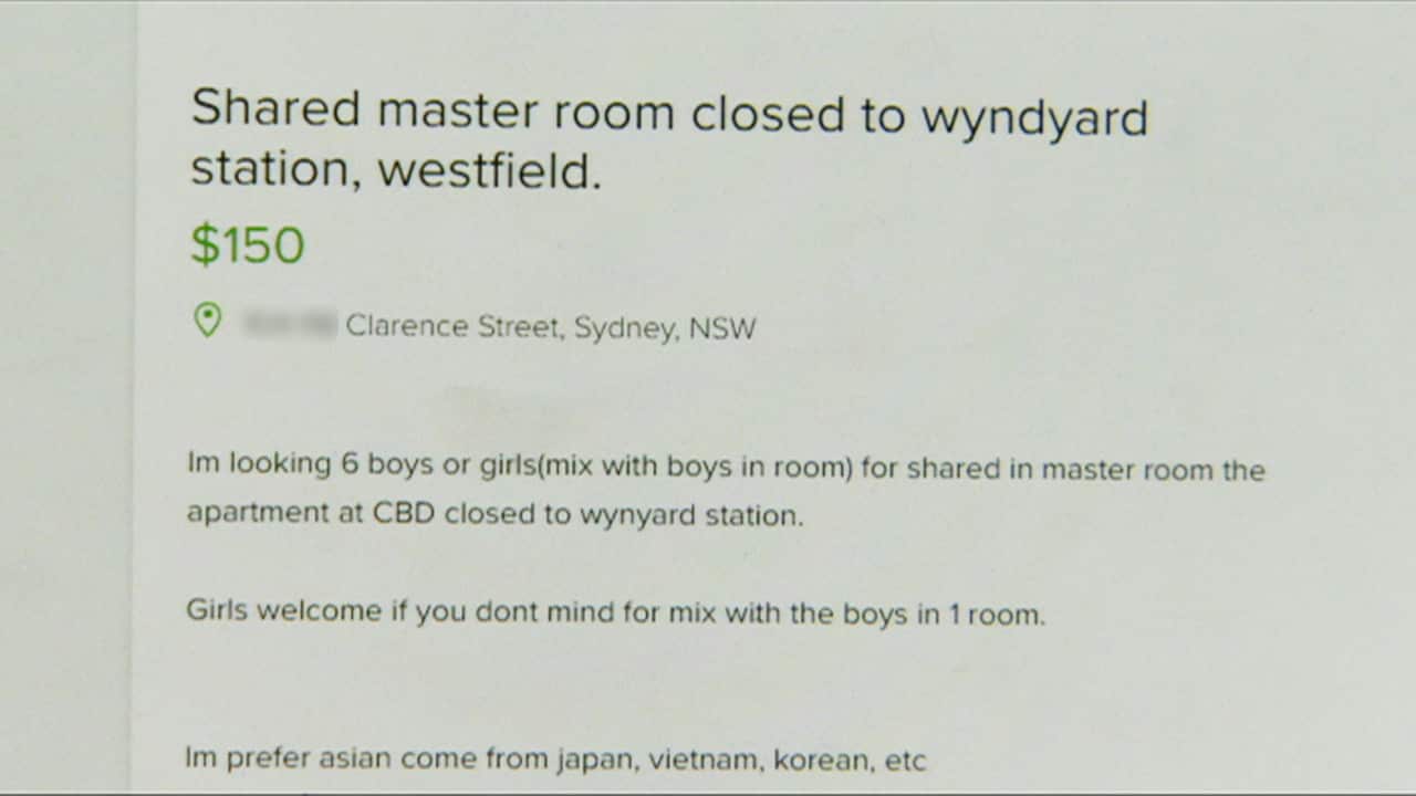 An ad for shared accomodation in Sydney's Clarence Street. 