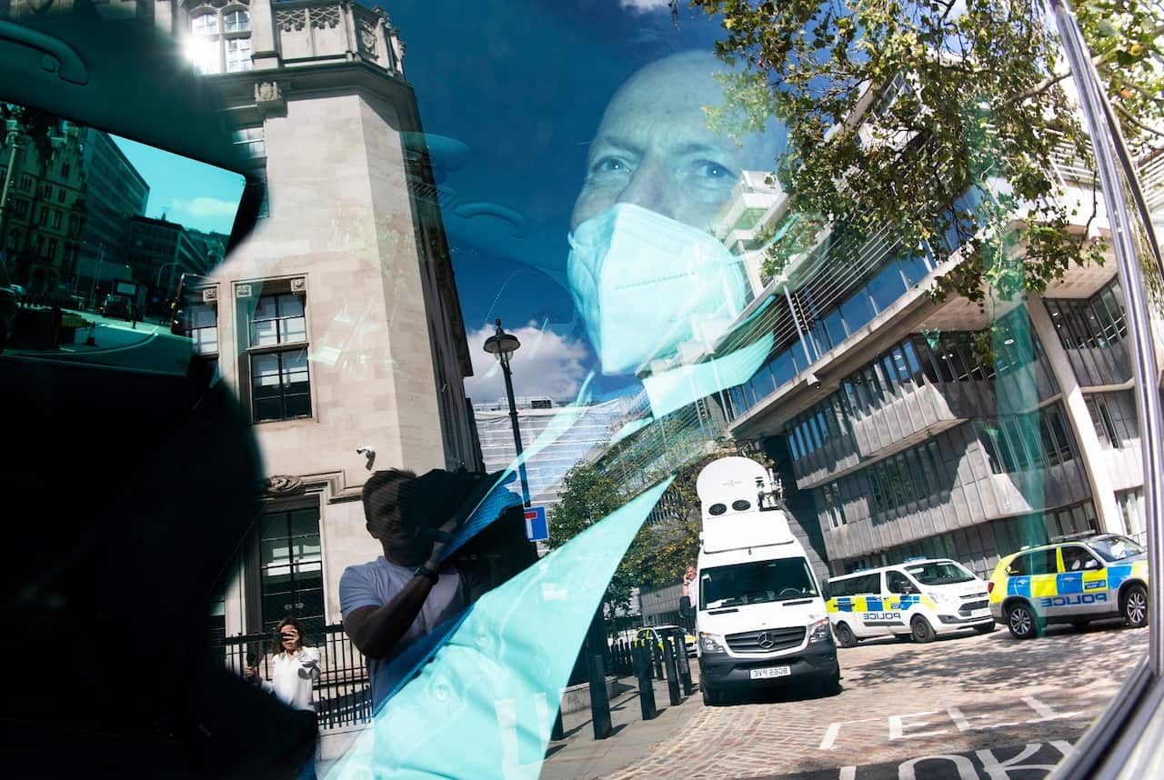 Tony Abbott is driven away after speaking at a Policy Exchange event in London 