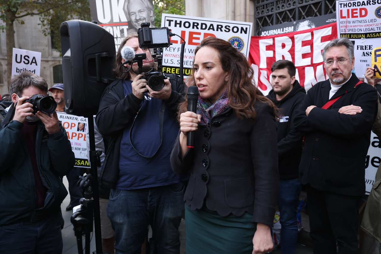 Stella Morris appears outside the High Court in London, 27 October, 2021. 