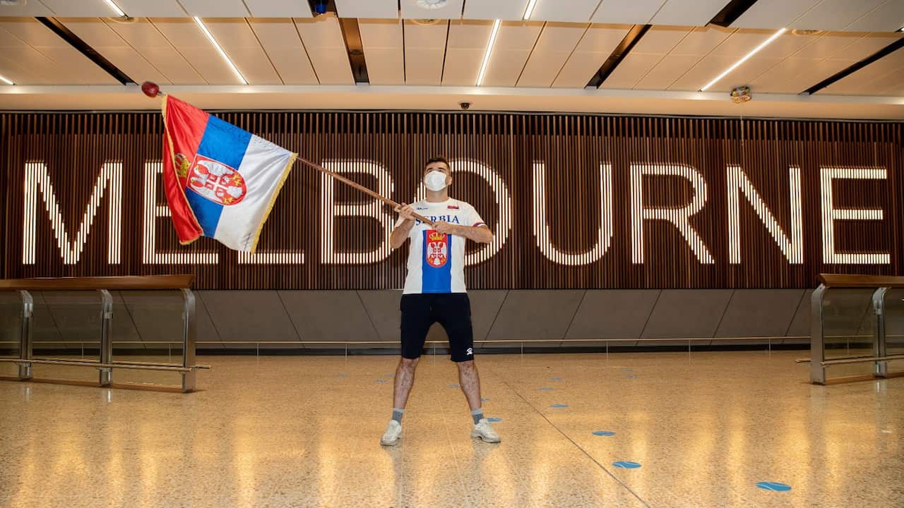 Djokovic fan at Melbourne airport