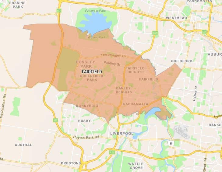 Map of Fairfield local government area