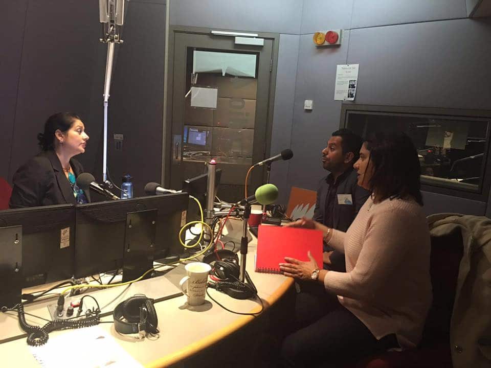 Prateek Pahwa and Taruna Singh Chaudhry participating in the panel discussion at SBS Melbourne studios