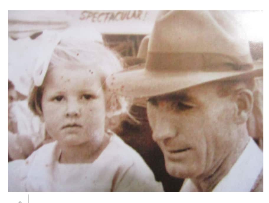 Ruth Riordan with her father Frank Ezzy 