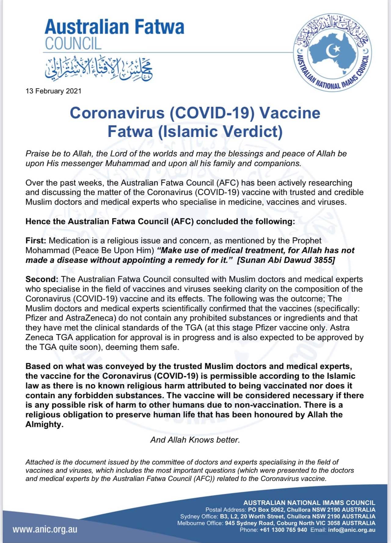 COVID-19 vaccine declared halal