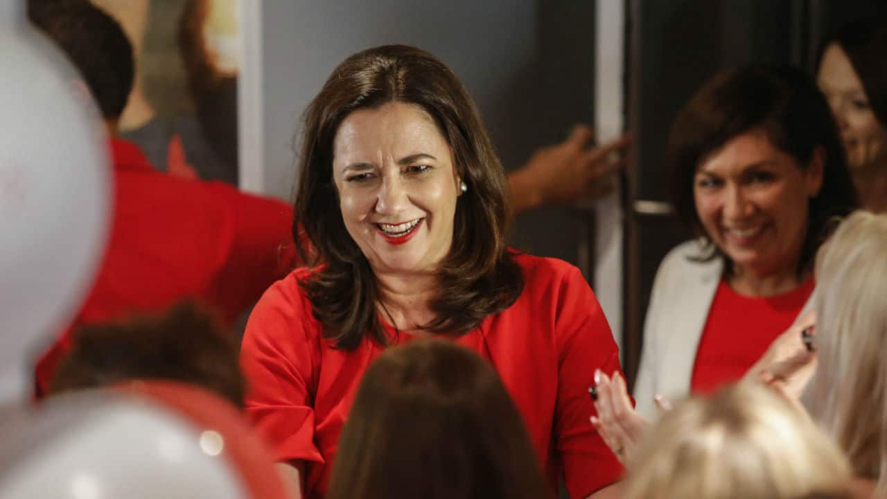 Queensland Premier Annastacia Palaszczuk thanks supporters at the Oxley Golf Club during the 2017 Queensland state election.