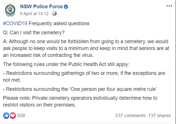 screenshot of facebook post