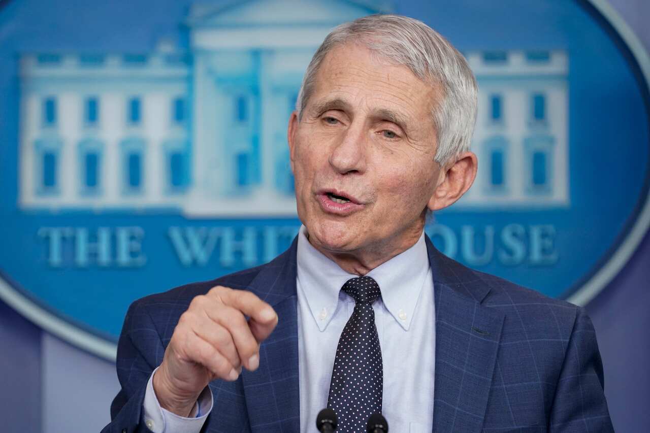 Dr Anthony Fauci, director of the National Institute of Allergy and Infectious Diseases, speaks during a daily briefing at the White House in Washington DC.