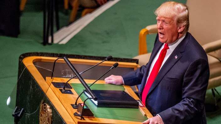 US president Donald Trump addresses the UN