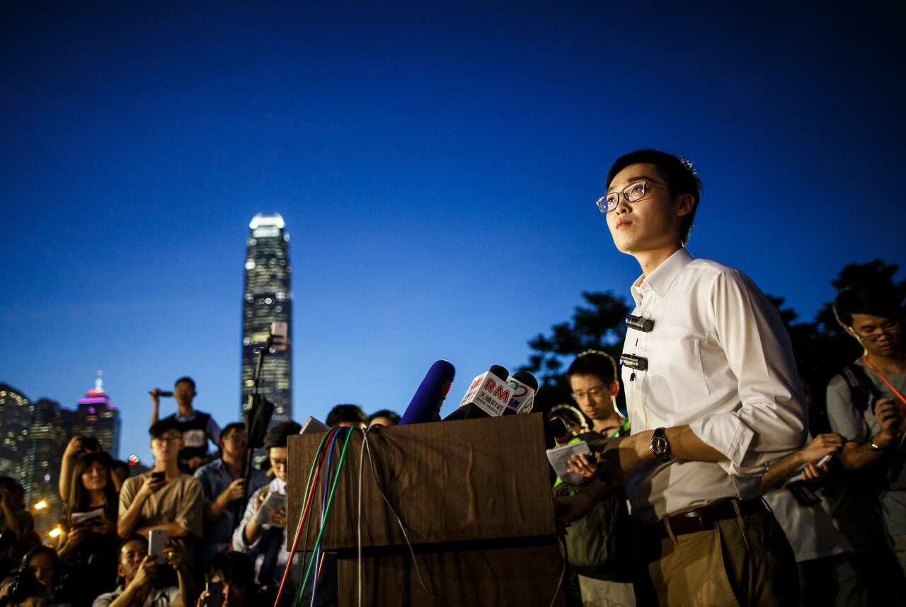 Chan Ho-tin, leader of the pro-independence Hong Kong National Party, at a rally in Hong Kong in 2016.