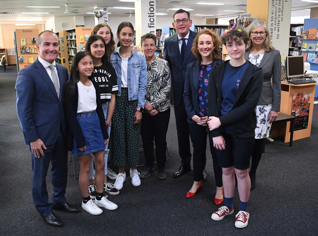 Victorian Premier Daniel Andrews seen alongside students and staff at University High in Melbourne, Wednesday, September 11, 2019.