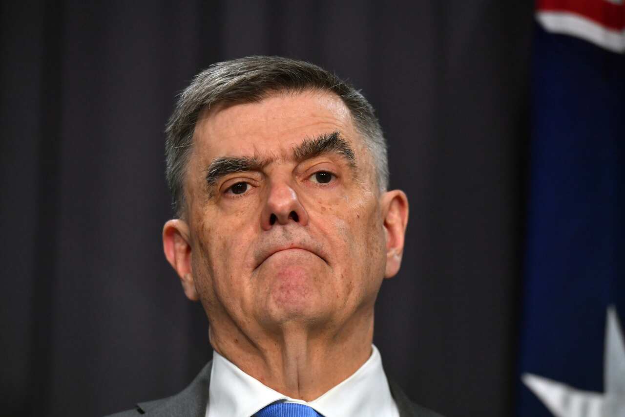 Chief Medical Officer Professor Brendan Murphy gives an update on the coronavirus at a press conference at Parliament House in Canberra.
