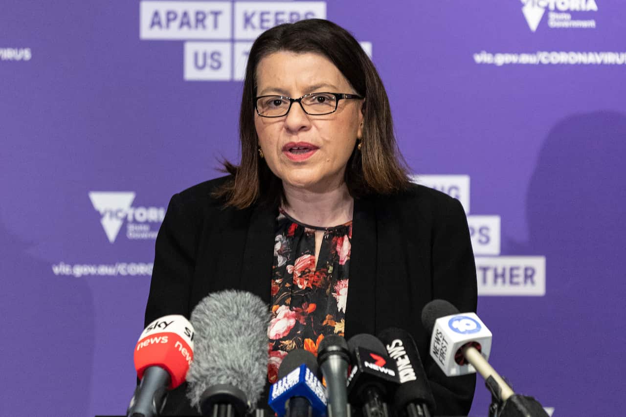 Victorian Health Minister Jenny Mikakos addresses the media 