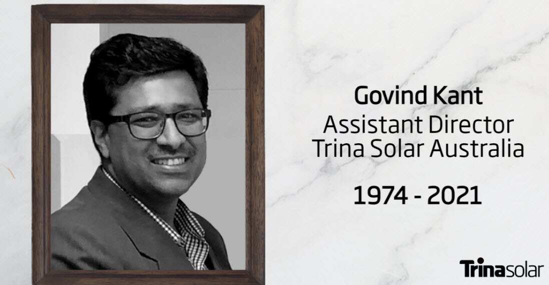 Trina Solar paid tribute to the 47-year-old Sydney businessman in a Facebook post.