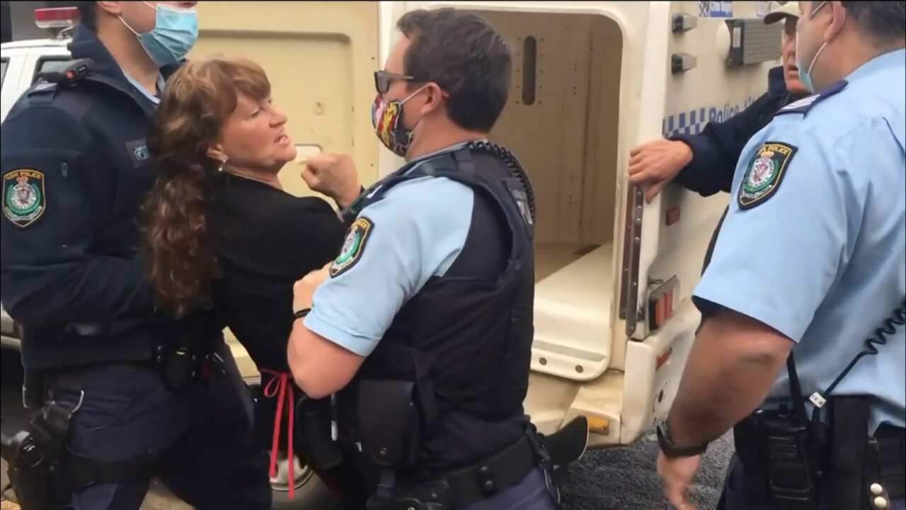A screenshot from the video The Organic Store Bowral shared of the arrests. Instagram