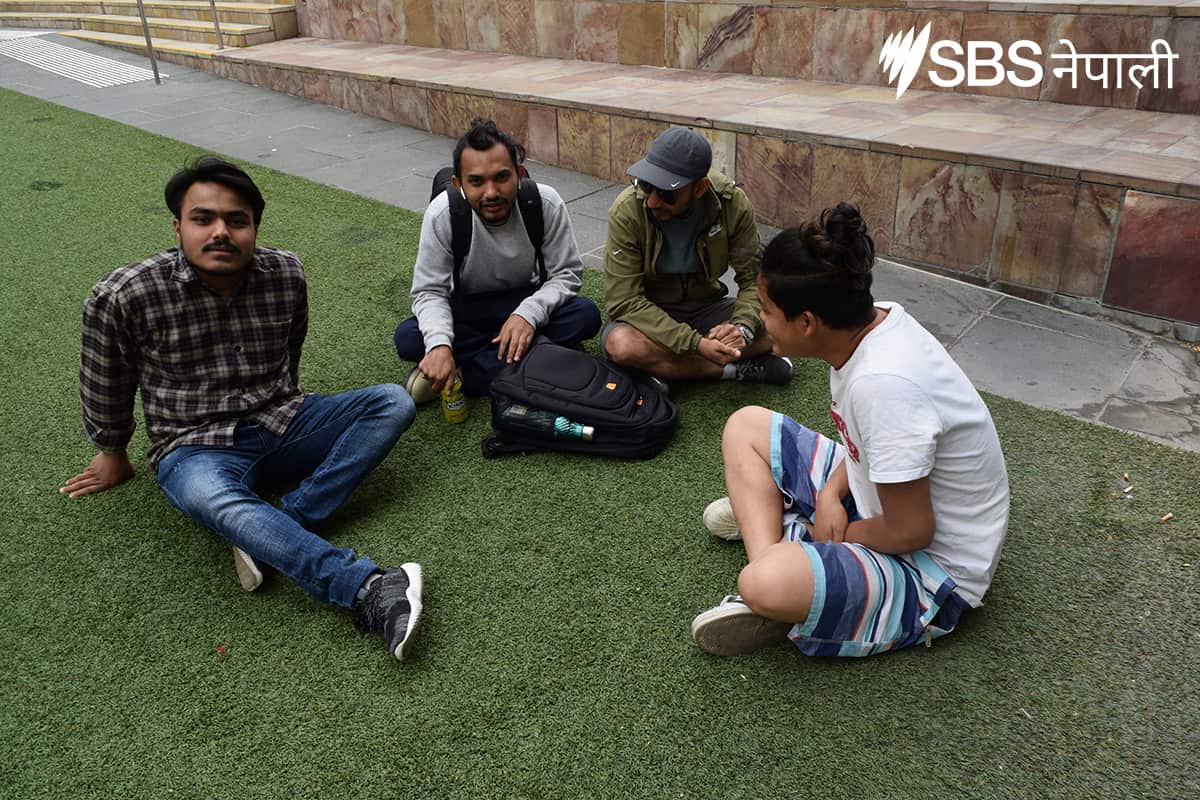rajesh fuyal, ashok sharma, sankar mahato and krishna nepali at federation square