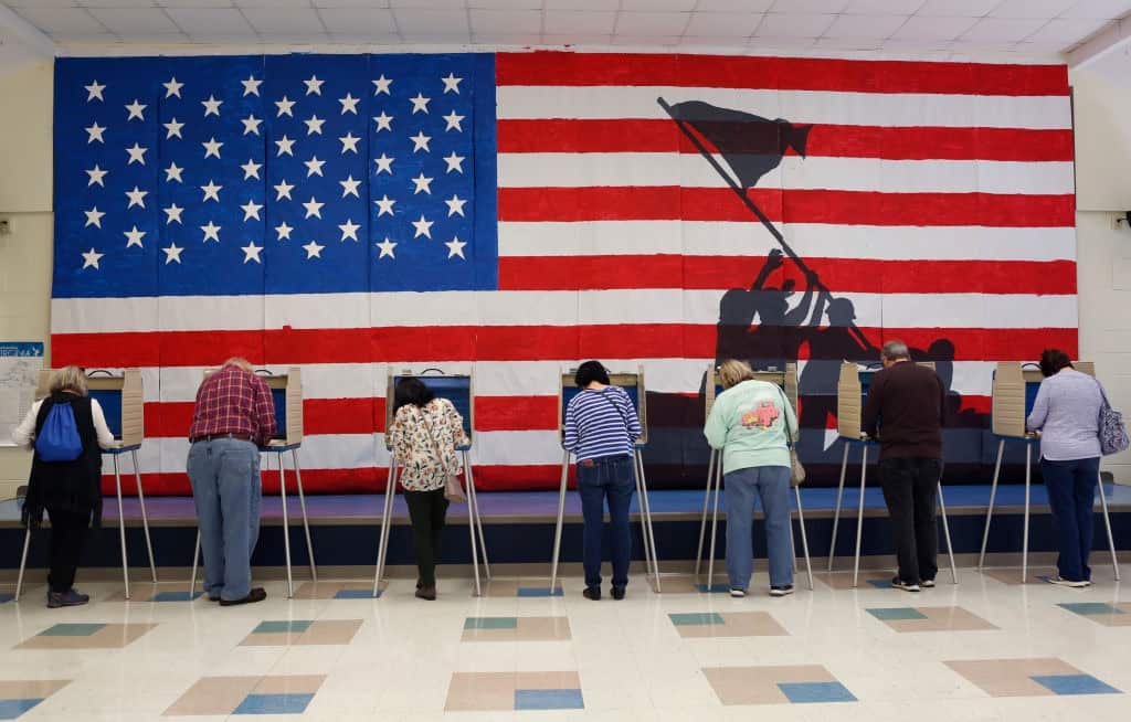 Voters cast their ballots at Robious Elementary School, Virginia, in 2019.