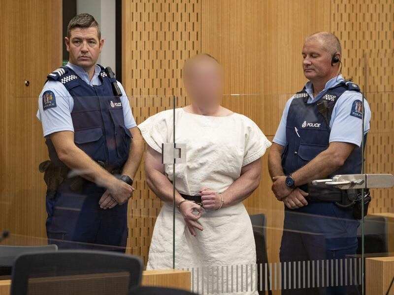 Brenton Harrison Tarrant in Christchurch court on Saturday.