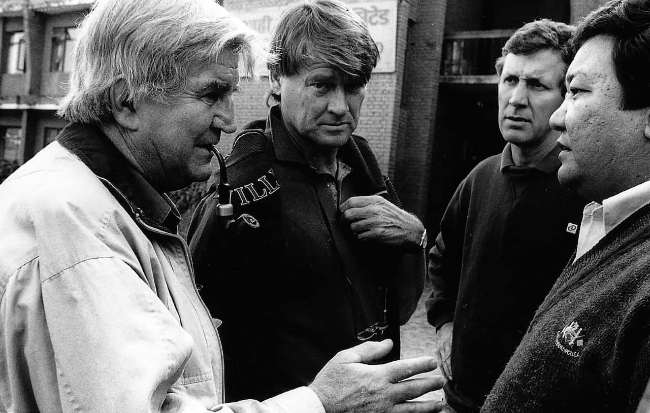 From left to right: Dr Fred Hollows, Dr John Cooper, Darrell Campbell and Dr Sanduk Ruit in January 1992. 