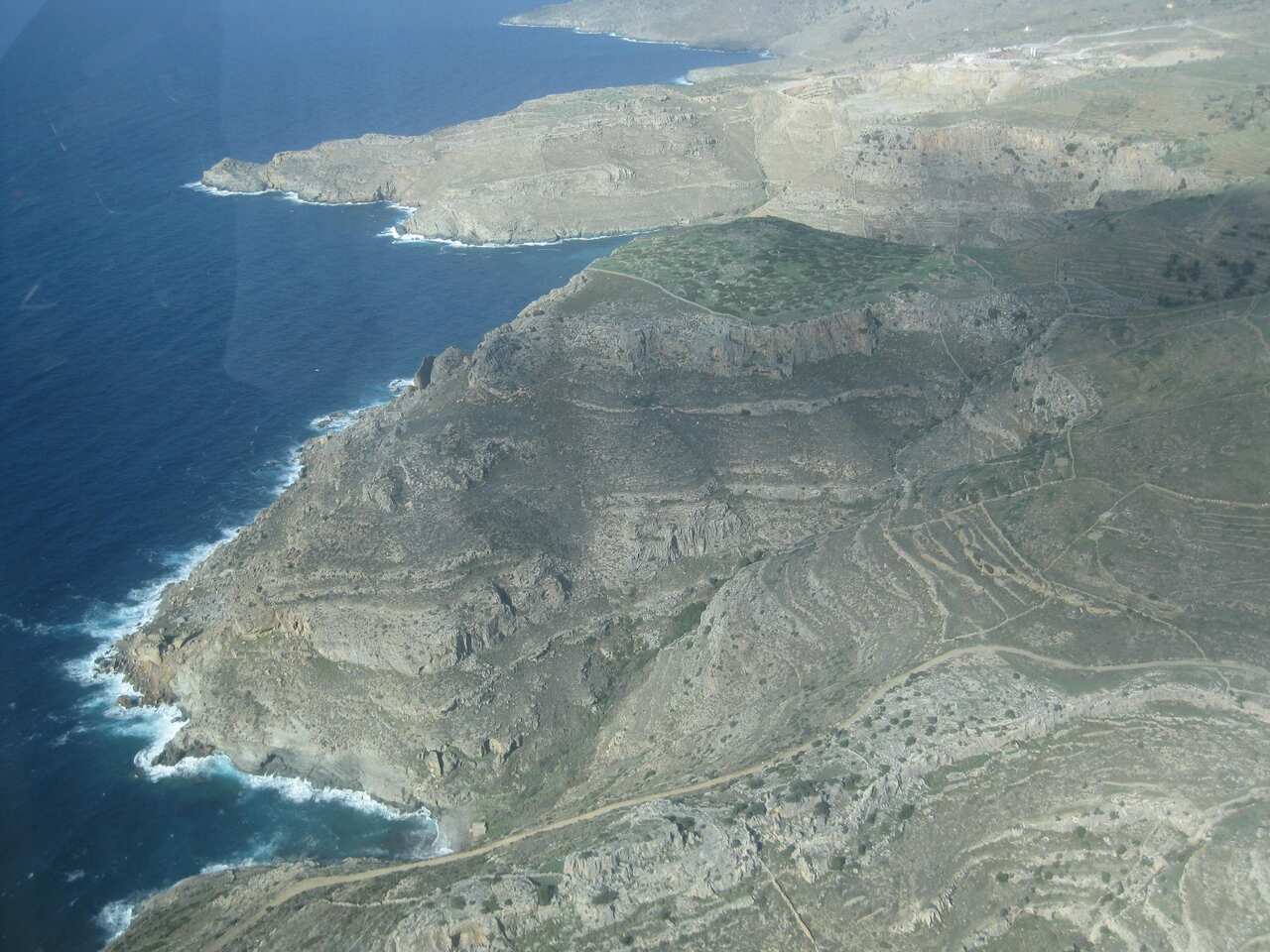 Aerial view of Zagora, Andros, from the south. 