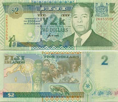 Both sides of the Fijian $2 note