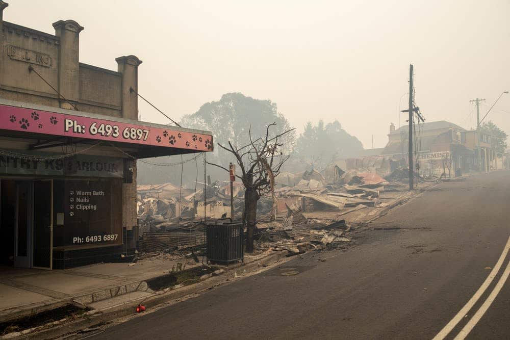Cobargo, NSW after bushfires tore through the town in December.
