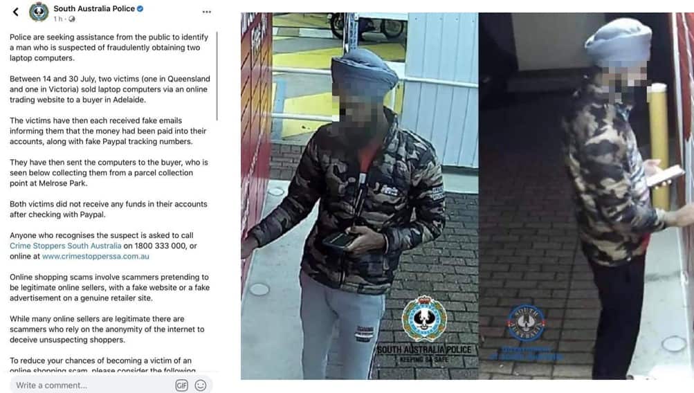 A screenshot of media release that was later removed by SA Police