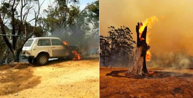 Last summer's bushfires damaged parts of the property, including Mr Balashov' 1983 Niva.