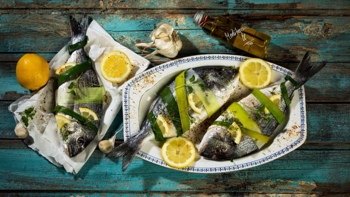 Sea breams on plate