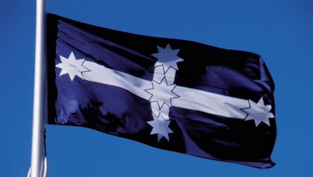 BALLARAT, Vic - The Southern Cross flag adapted by rebellious gold miners at Ballarat in 1854.