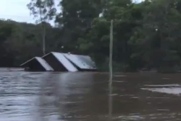 A house swept away by rising water on the Gold Coast