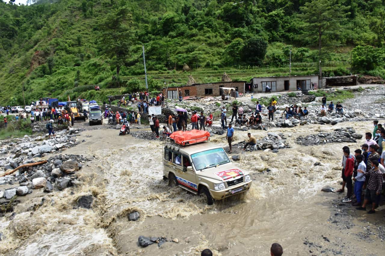 Heavy rainfall led to flash flooding around the capital Kathmandu