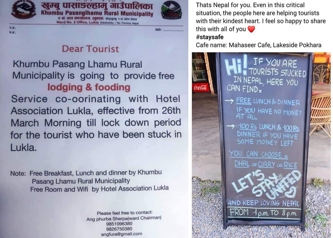 Free Food for stranded tourists in Nepal