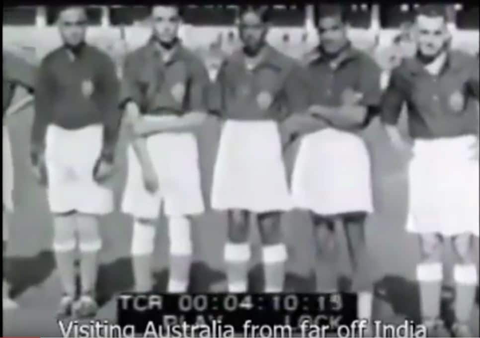 Indians playing bare feet against Australian football team