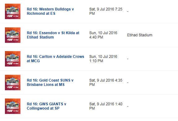 The AFL matches being played during this year's multicultural round