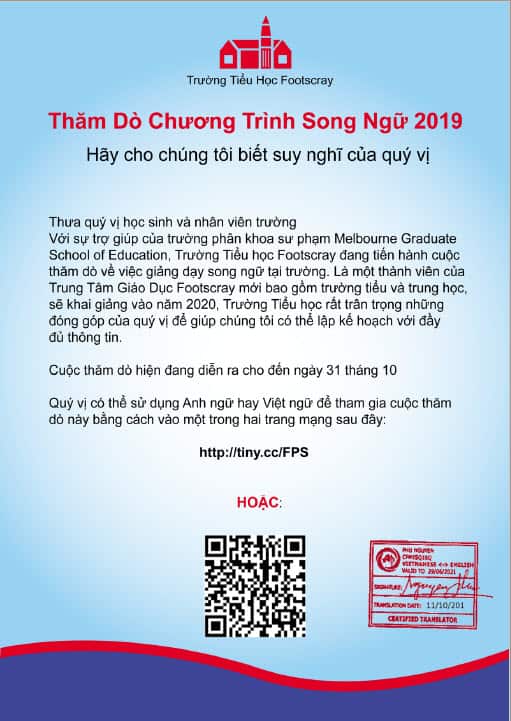 2019 Survey of Footscray Primary School - cover