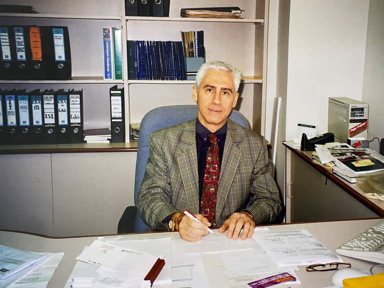 Francesco Pascalis in his office at Melbourne Co.As.It. in 1999.